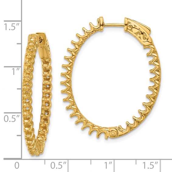 14K 2.9ct (Holds 58-2.3mm Round) In/Out Oval Hoop w/Safety Clasp Earring Mountings