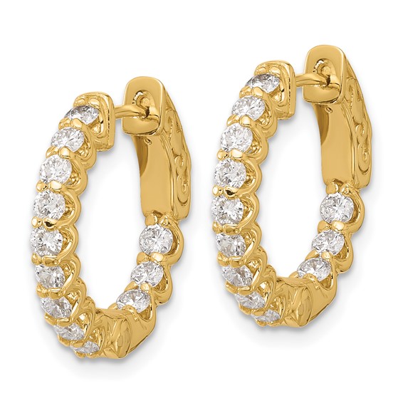 Gold Diamond Hoops with Safety Clasps