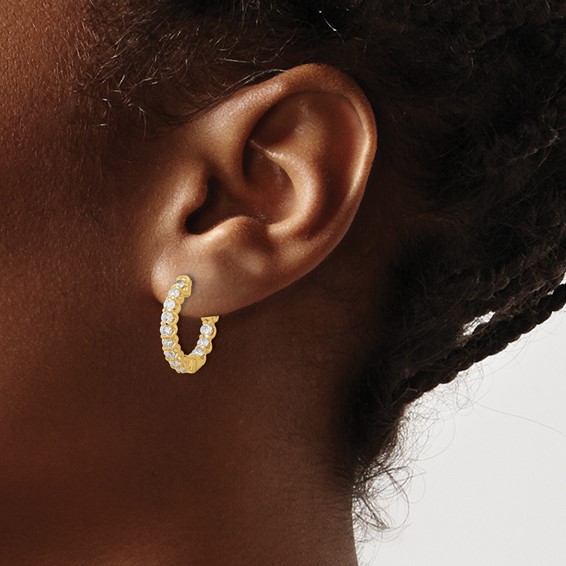 Gold Diamond Hoops with Safety Clasps