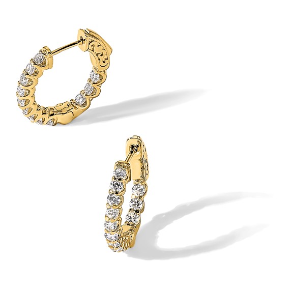 Gold Diamond Hoops with Safety Clasps