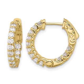 Gold Diamond Hoops with Safety Clasps