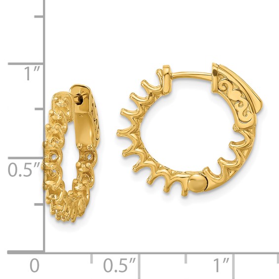 14K 1.41ct (Holds 24-2.5mm Round) In/Out Hoop w/Safety Clasp Earring Mountings