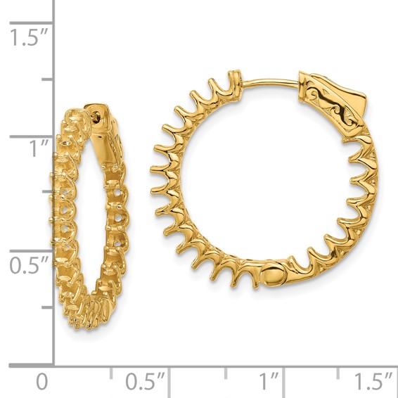 14K 2.1ct  (Holds 42-2.3mm Round) In/Out Hoop w/Safety Clasp Earring Mountings