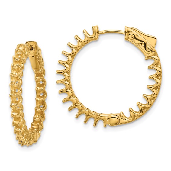 14K 2.1ct  (Holds 42-2.3mm Round) In/Out Hoop w/Safety Clasp Earring Mountings