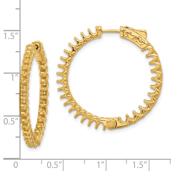 14K 2.9ct  (Holds 58-2.3mm Round) In/Out Hoop w/Safety Clasp Earring Mountings