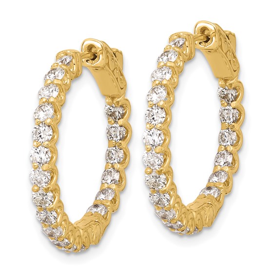 14K 1.55ct (Holds 38-2.2mm Round) In/Out Hoop w/Safety Clasp Mountings