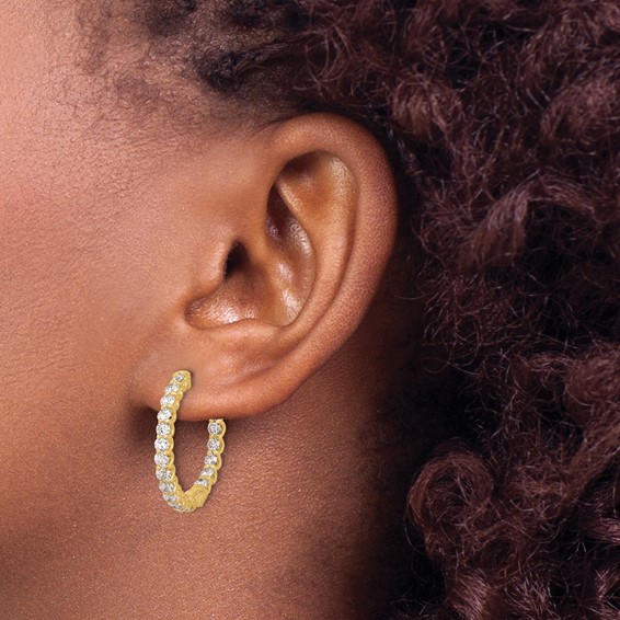 14K 1.55ct (Holds 38-2.2mm Round) In/Out Hoop w/Safety Clasp Mountings