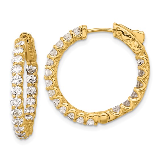 14K 1.55ct (Holds 38-2.2mm Round) In/Out Hoop w/Safety Clasp Mountings