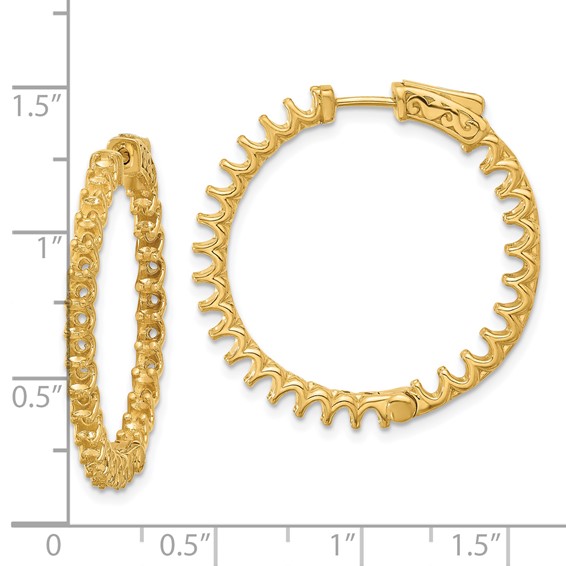 14K 3.2ct  (Holds 54-2.5mm Round) In/Out Hoop w/Safety Clasp Earring Mountings