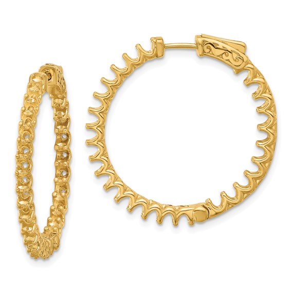 14K 3.2ct  (Holds 54-2.5mm Round) In/Out Hoop w/Safety Clasp Earring Mountings