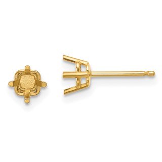 14k 4mm Square Post Earring Mountings