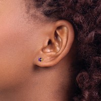 14K 4mm Yellow Gold Princess-cut Amethyst Post Earrings view 3