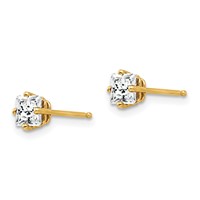 14K 4mm Yellow Gold Princess-cut Cubic Zirconia Post Earrings view 2