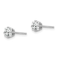 14K White Gold 4mm Princess-cut Cubic Zirconia Post Earrings view 2