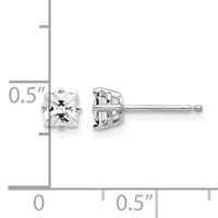 14K White Gold 4mm Princess-cut Cubic Zirconia Post Earrings view 4