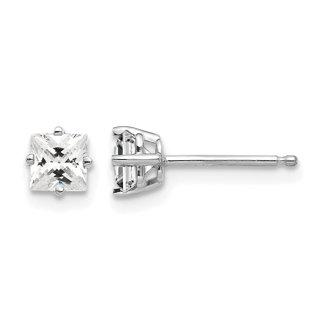 14k White Gold 4mm Cubic Zirconia Earrings (XE60WCZ)