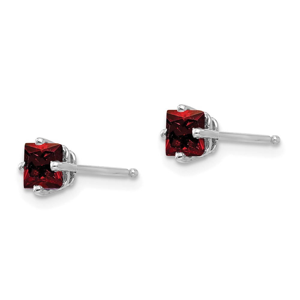 14k White Gold 4mm Princess Cut Garnet Earrings (XE60WGA)