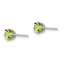 14K White Gold 4mm Square Step-Cut Peridot Post Earrings view 2