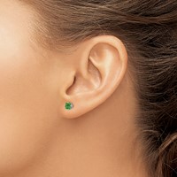 14K White Gold 4mm Princess Tsavorite Post Earrings view 3