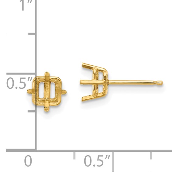 14k 5mm Square Post Earring Mountings