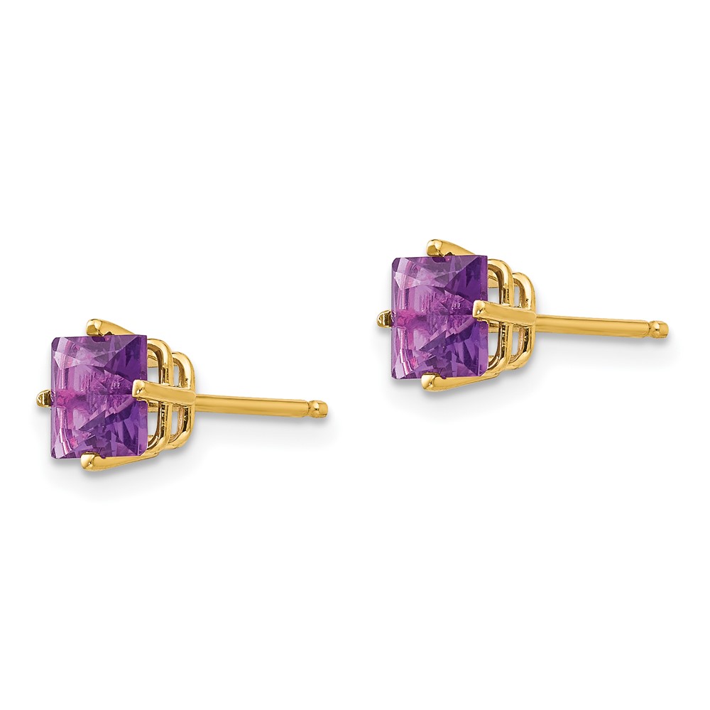 14k 5mm Princess Cut Amethyst Earrings (XE61AM)