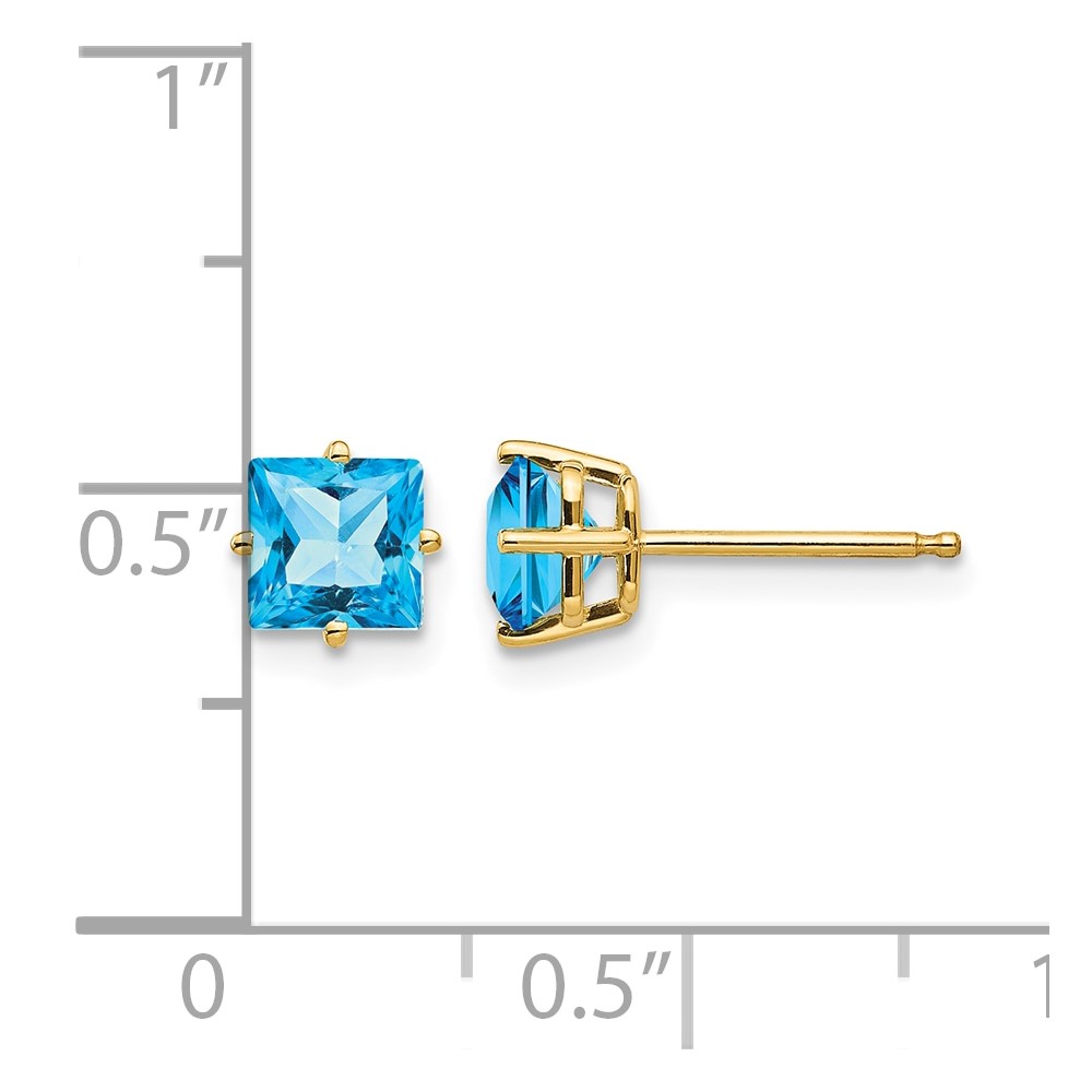 14k 5mm Princess Cut Blue Topaz Earrings (XE61BT)
