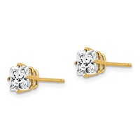 14K 5mm Yellow Gold Princess-cut Cubic Zirconia Post Earrings view 2