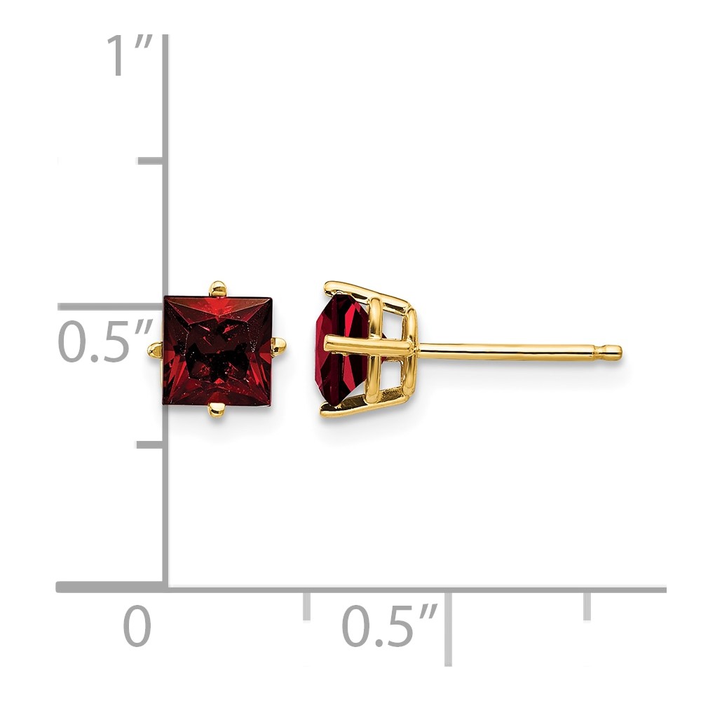 14k 5mm Princess Cut Garnet Earrings (XE61GA)