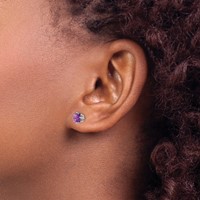 14K White Gold 5mm Princess-cut Amethyst Post Earrings view 3