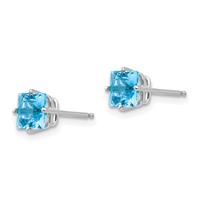 14K White Gold 5mm Princess-cut Blue Topaz Post Earrings view 2