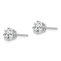 14K White Gold 5mm Princess-cut Cubic Zirconia Post Earrings view 2