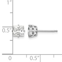 14K White Gold 5mm Princess-cut Cubic Zirconia Post Earrings view 4