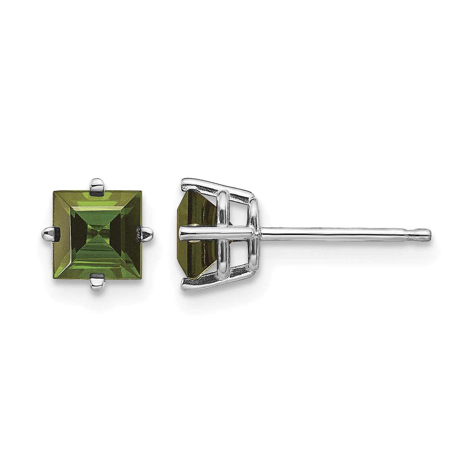 14k White Gold Green Tourmaline Earrings (XE61WGT-B)