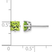 14K White Gold 5mm Square Step-Cut Peridot Post Earrings view 4