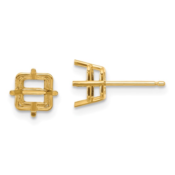 14k 6mm Square Post Earring Mountings