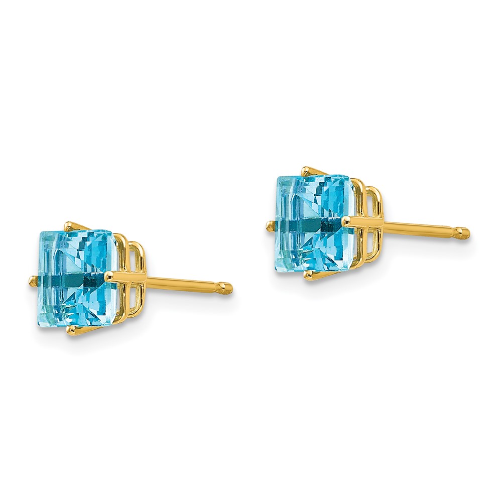 14k 6mm Princess Cut Blue Topaz Earrings (XE62BT)