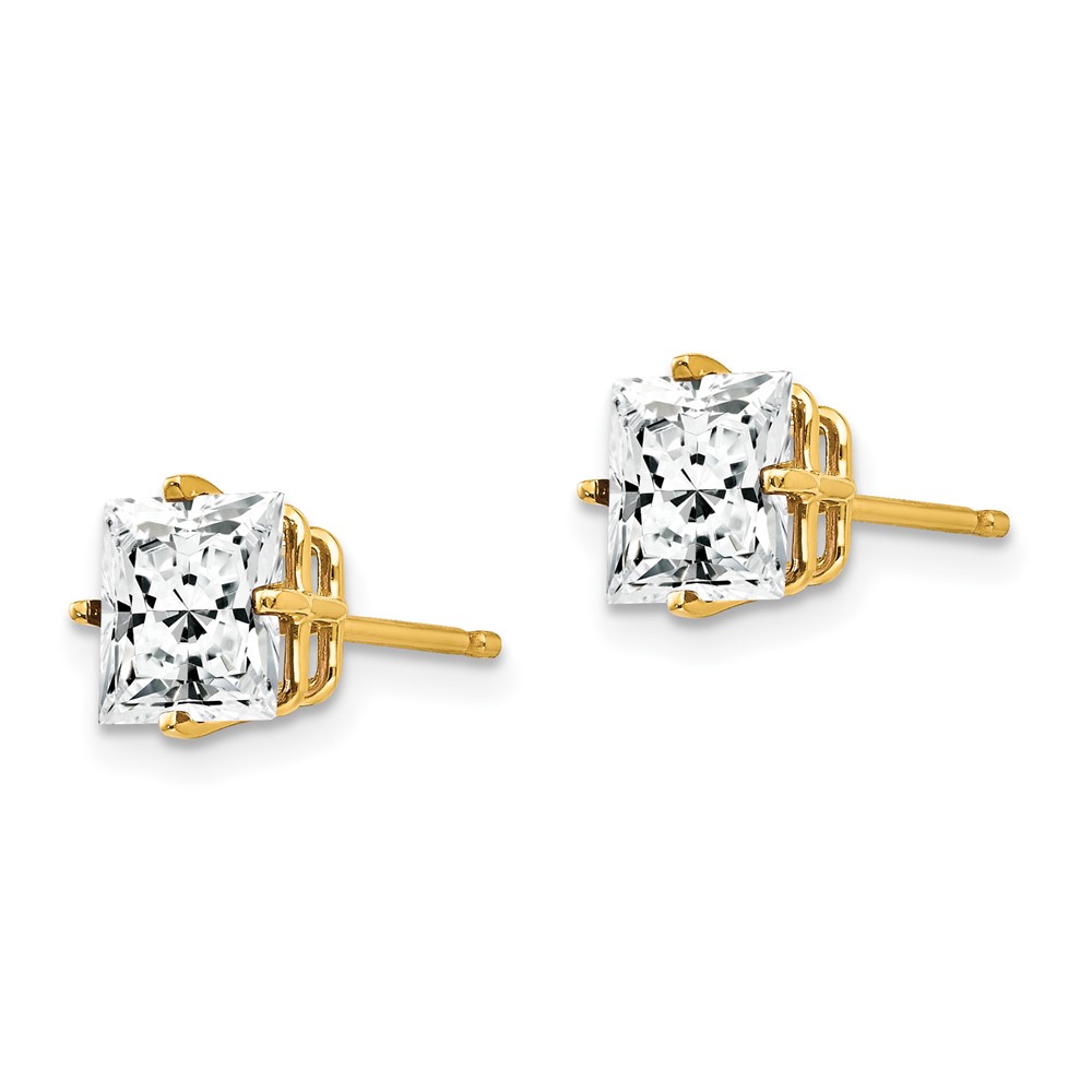 14k 6mm Princess Cut Cubic Zirconia Earrings (XE62CZ)