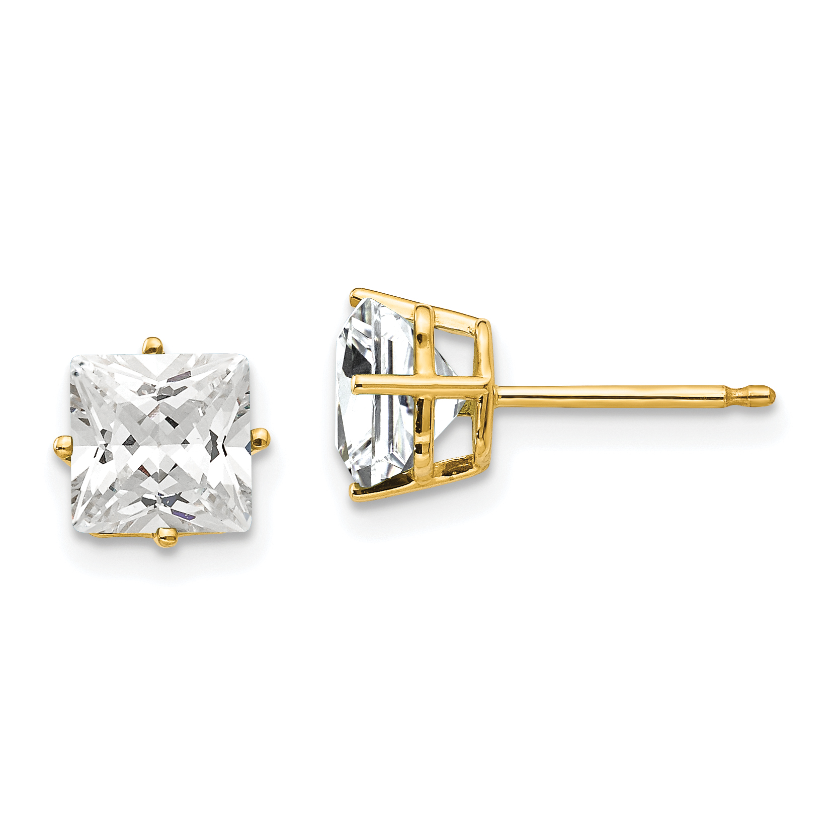 14k 6mm Princess Cut Cubic Zirconia Earrings (XE62CZ)