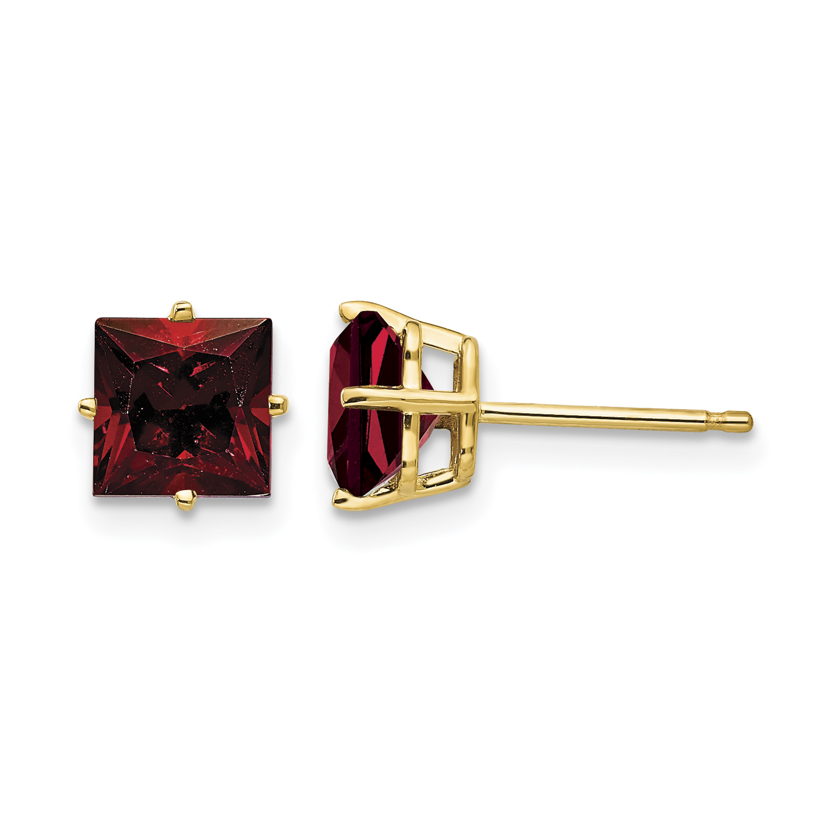 14k 6mm Princess Cut Garnet Earrings (XE62GA)