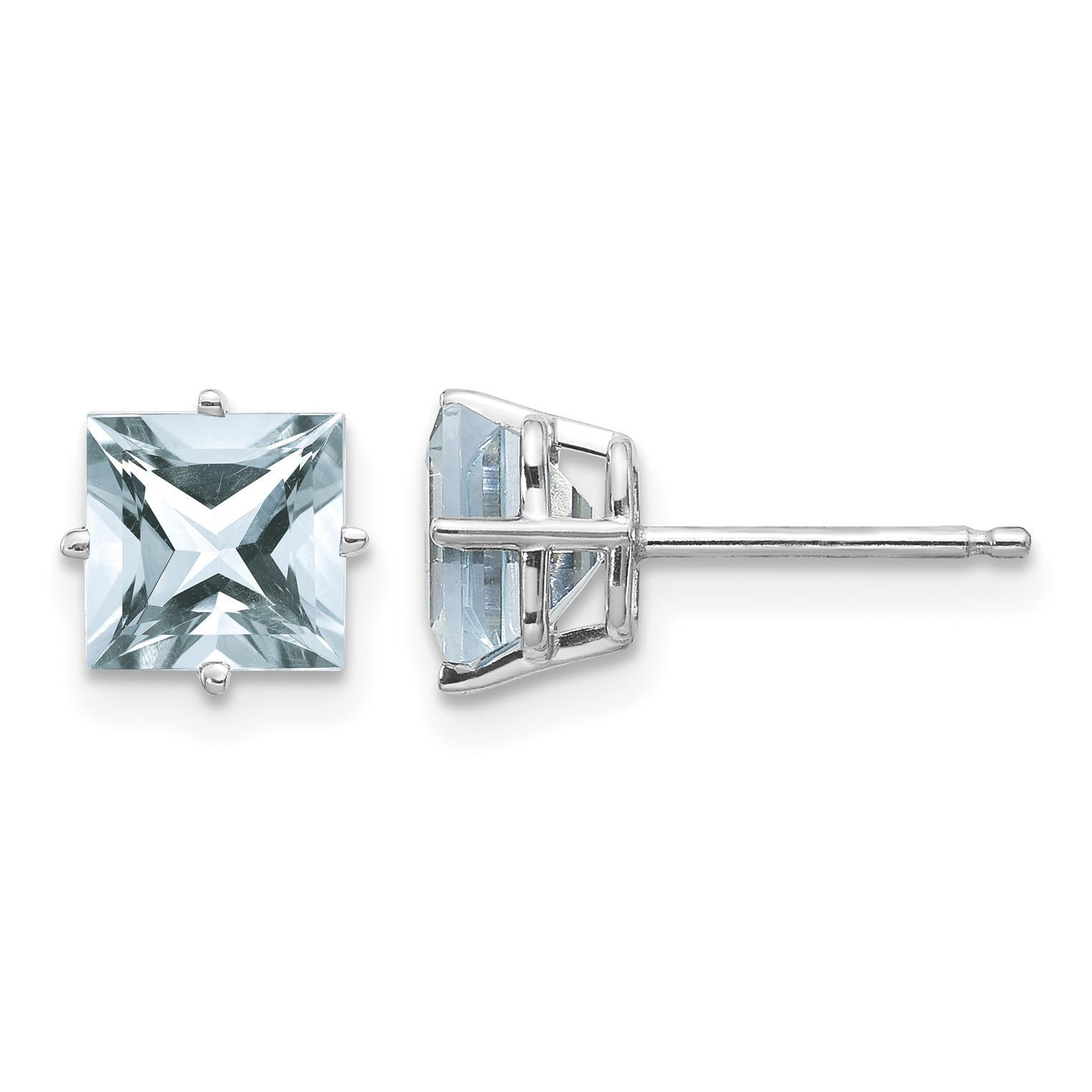 14k White Gold Aquamarine Earrings (XE62WAQ-B)