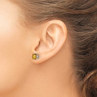 14K White Gold 6mm Princess-cut Citrine Post Earrings view 3