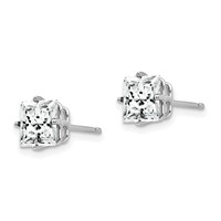 14K White Gold 6mm Princess-cut Cubic Zirconia Post Earrings view 2