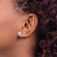 14K White Gold 6mm Princess-cut Cubic Zirconia Post Earrings view 3