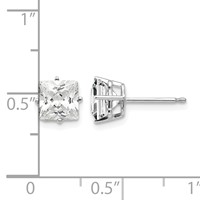 14K White Gold 6mm Princess-cut Cubic Zirconia Post Earrings view 4
