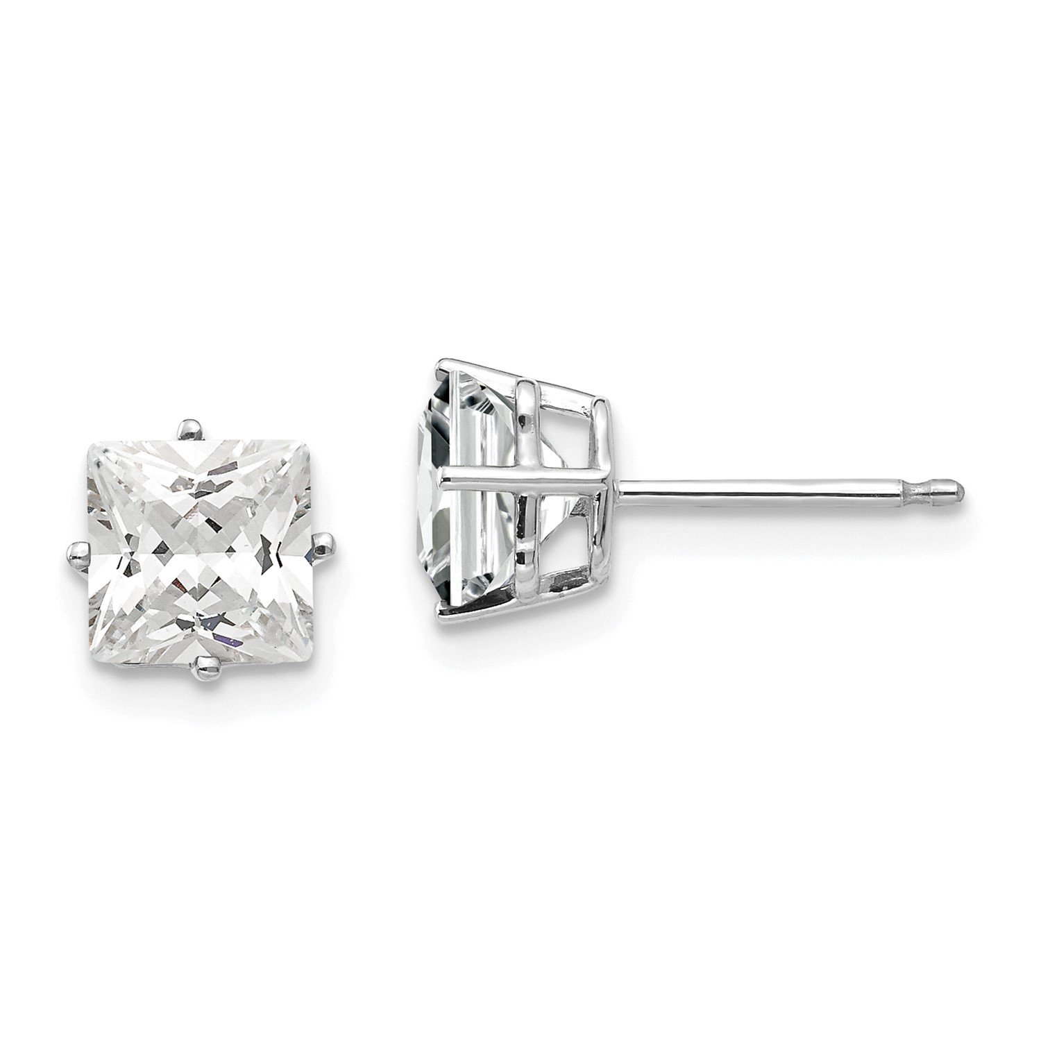 14k White Gold 6mm Princess Cut Synthetic Cubic Zirconia Earrings Image Is Loading 14k White Gold 6mm Princess Cut Synthetic Cubic