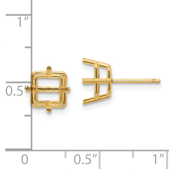 14k 7mm Square Post Earring Mountings
