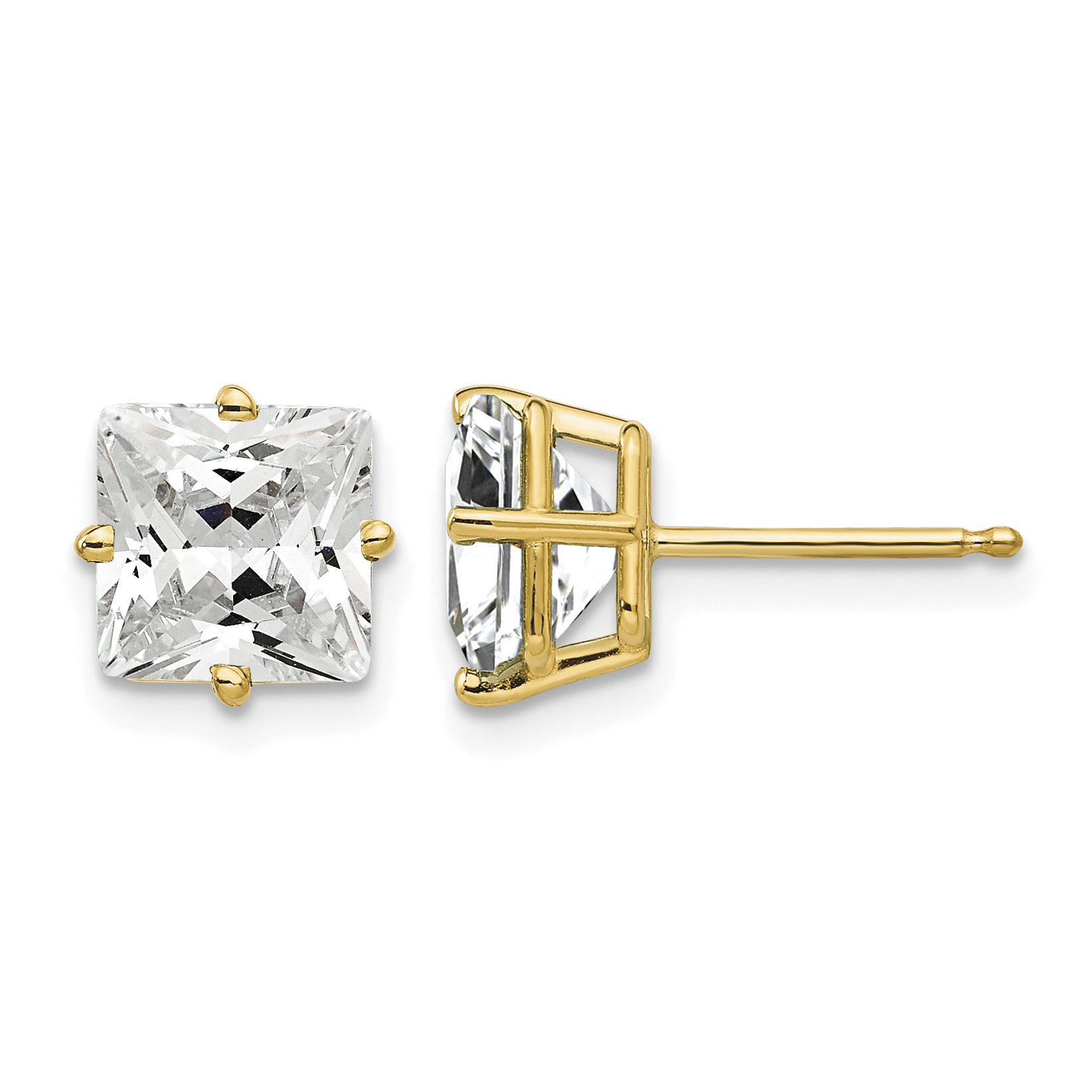 14k 7mm Princess Cut Cubic Zirconia earring (XE63CZ)