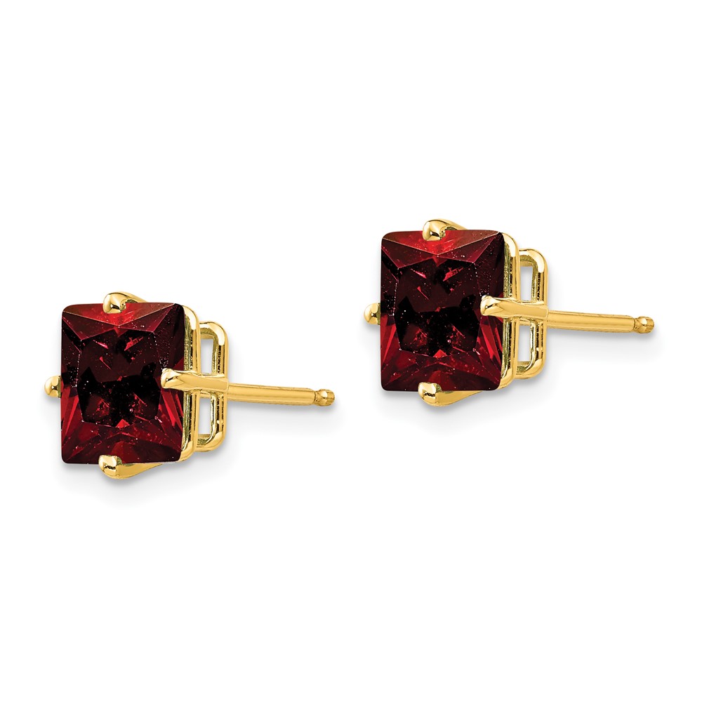 14k 7mm Princess Cut Garnet Earrings (XE63GA)