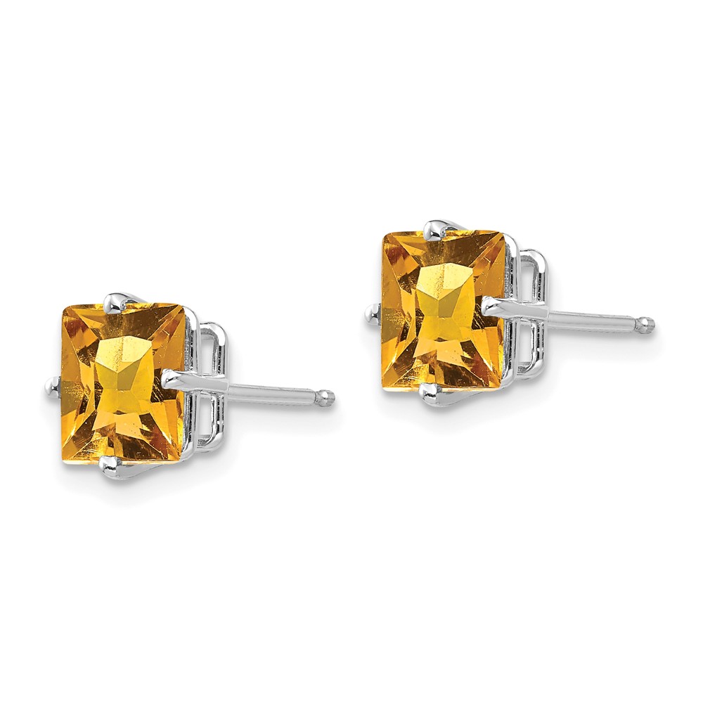 14k White Gold 7mm Princess Cut Citrine Earrings (XE63WCI)