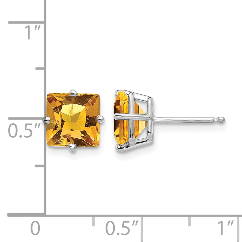 14k White Gold 7mm Princess Cut Citrine Earrings (XE63WCI)